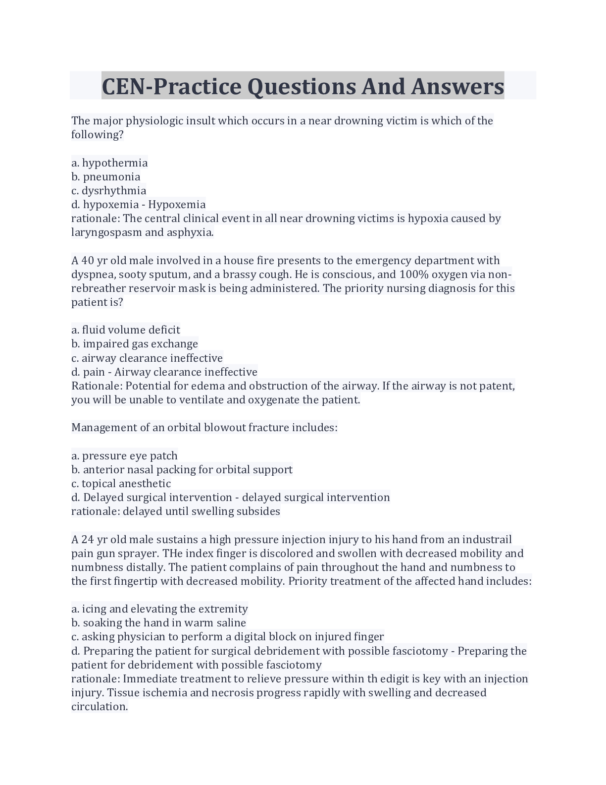 Preview image for CEN-Practice Questions And Answers/ Download